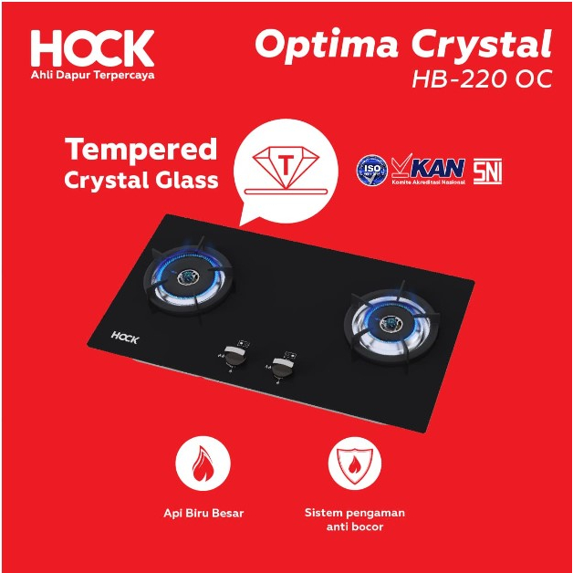 Kompor Tanam Hock 2 Tungku Optima Crystal HB-220 OC