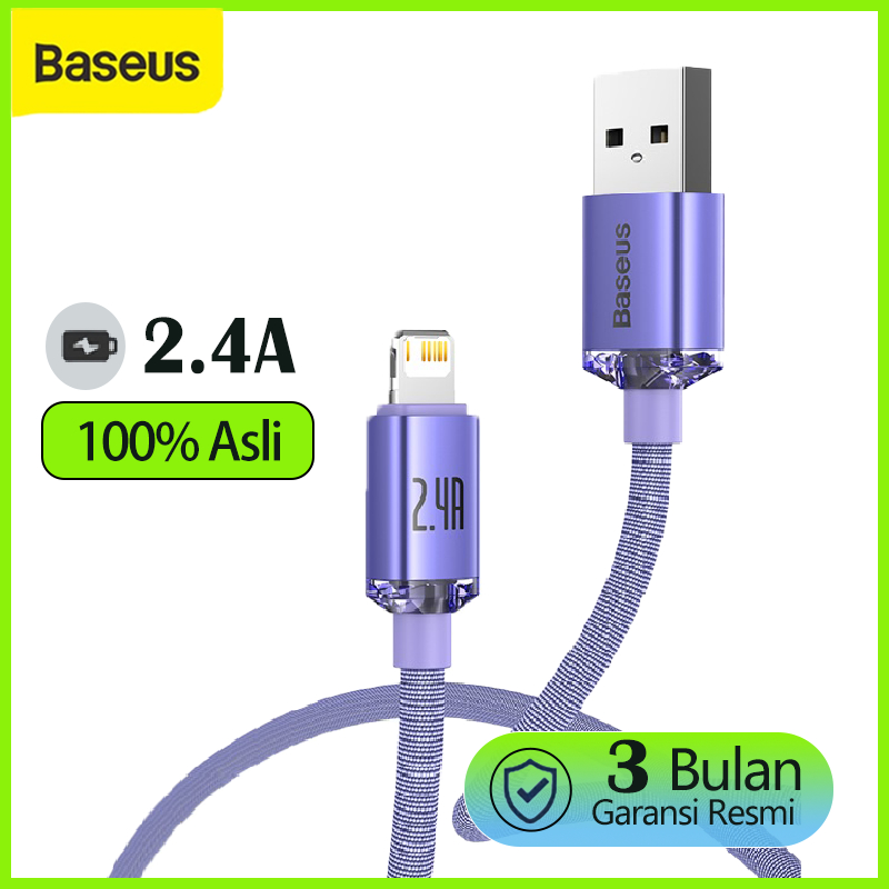 Baseus Crystal Shine Kabel Data iPhone Cable USB to Lightning Fast Charging 2.4A