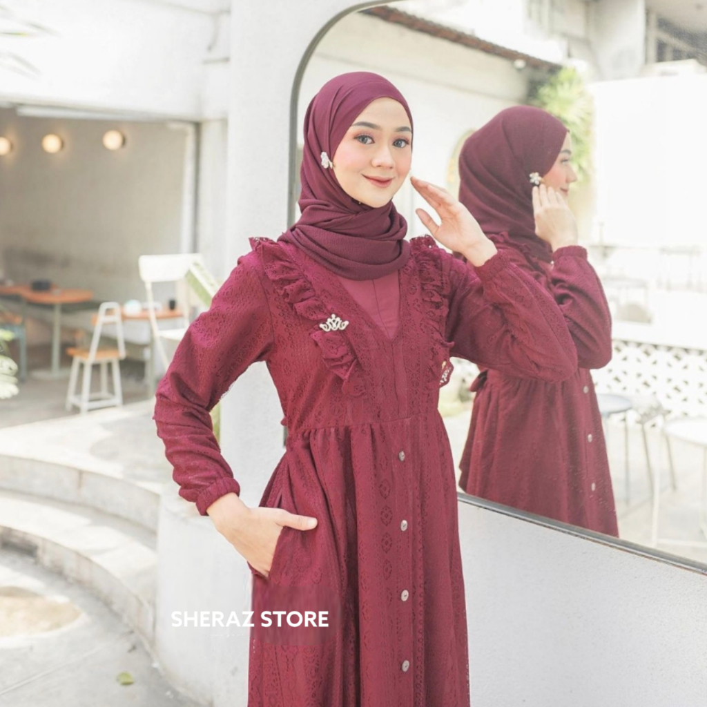 BELLA DRESS S M L XL XXL XXXL 5L Gamis Kondangan Brukat Wanita Jumbo Ld 120 130 140 Terbaru 2023