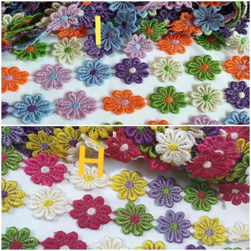 Renda Gyper Melati Warna Pelangi/+-15 yard=+-13,5 m