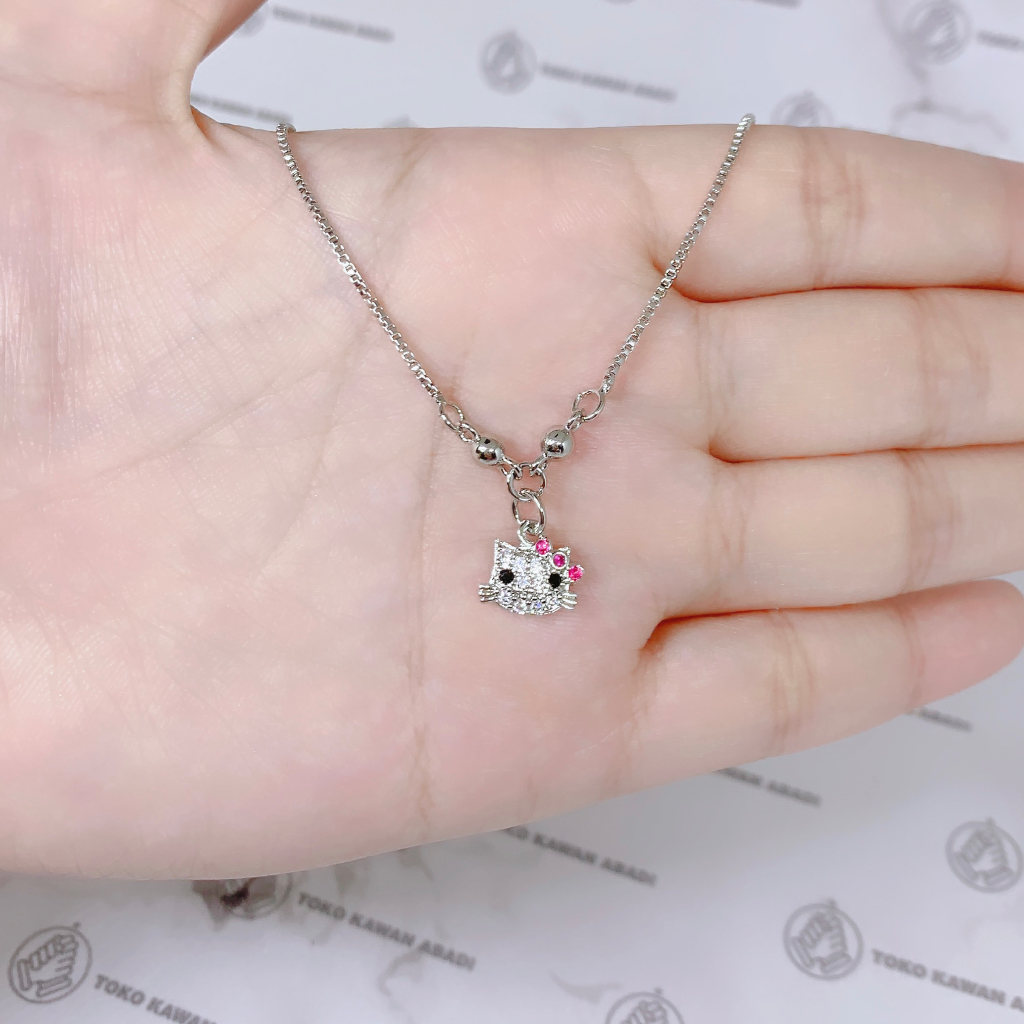 Xuping Silver Kalung Anak Perempuan Liontin Permata Kitty *17