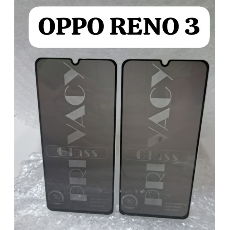 Tempered Spy Kaca Glass Tempered Glass Oppo Reno 3 Tempered Glass Privacy Anti-Spy Physical Rein Forcement Technology No Broken Edge Tempered Glass Screen Protector Anti Peeping Anti Dust Anti Shock Anti Spy Oppo Reno 3