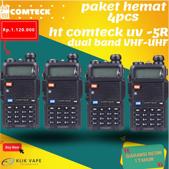 TERMURAH PAKETAN 4PCS HT Comteck UV-5R Dual Band VHF - UHF Radio FM