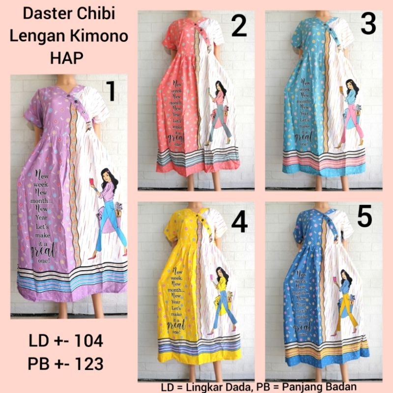 Daster Chibi Lengan Kimono HAP LD 100 Adem Busui Friendly Bu Tejo 6HT + ANGRY + GRBG + PLTK