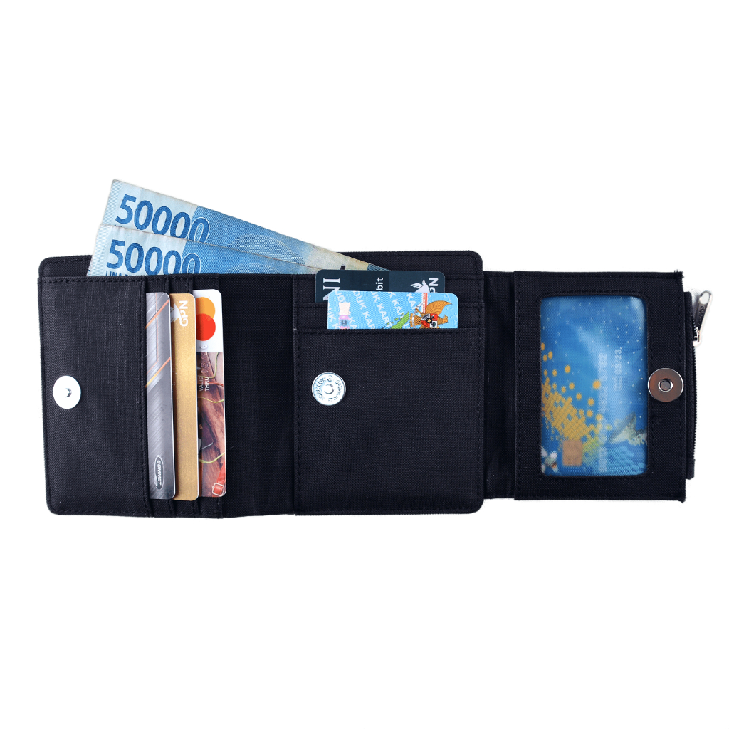 Dompet pria lipat dompet kartu uang koin donpet cowok Archer Black Doodle