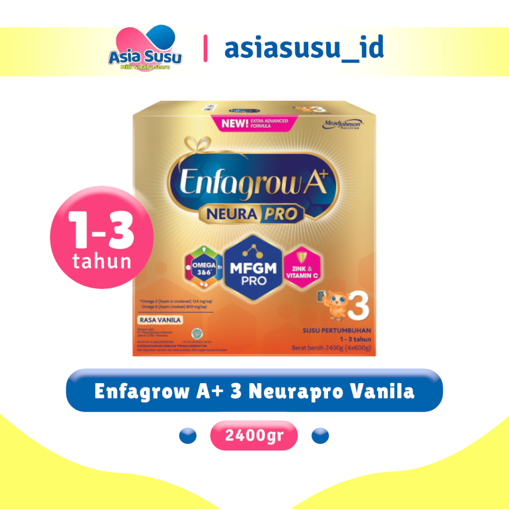 [Promo Terbaik] ENFAGROW A+ 3 (1-3 TAHUN) / ENFAGROW A+ 4 (3-12 TAHUN) 2400GR VANILA