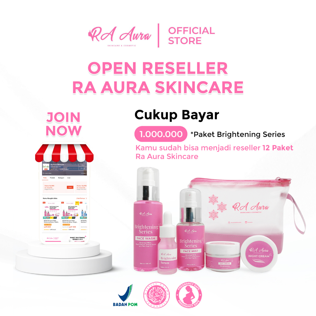 BPOM Ra Aura Paket Reseller Whitening Series / Cerah dalam 7 hari / Skincare BPOM / Paket Whitening / Instan Whitening / glowing skincare / skincare pemutih wajah / paket pemutih wajah / cream pemutih wajah / paket skincare bpom / cerah dalam 7 hari