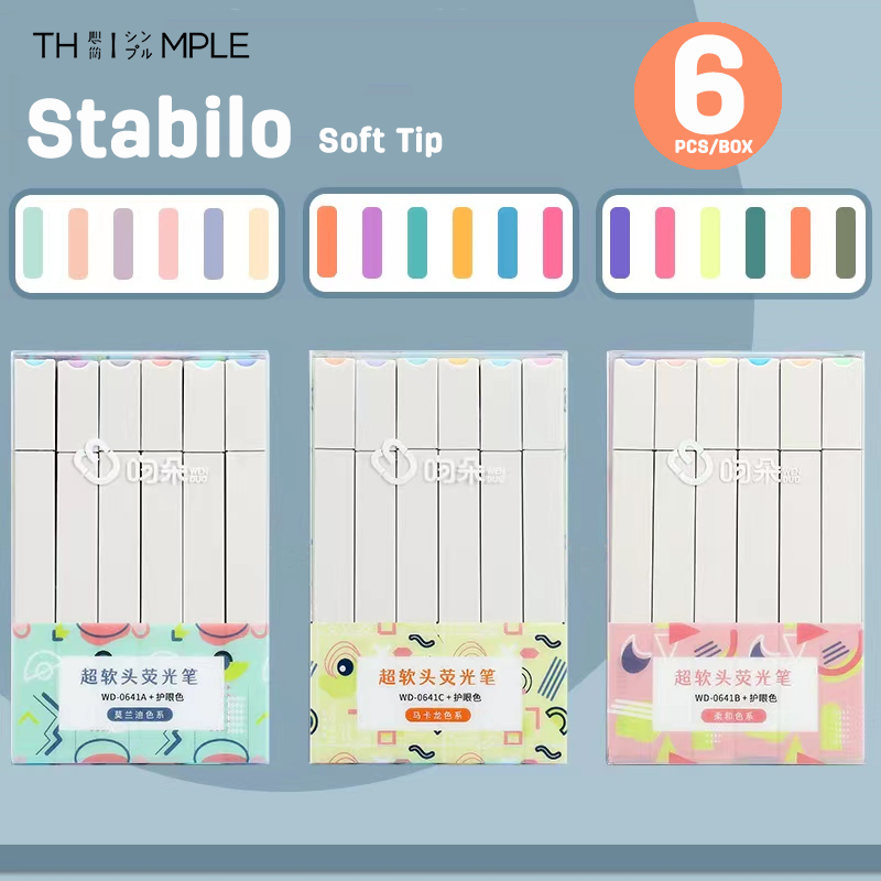 

Stabilo / highlighter pastel double tip 6 colors warna-THIMPLE