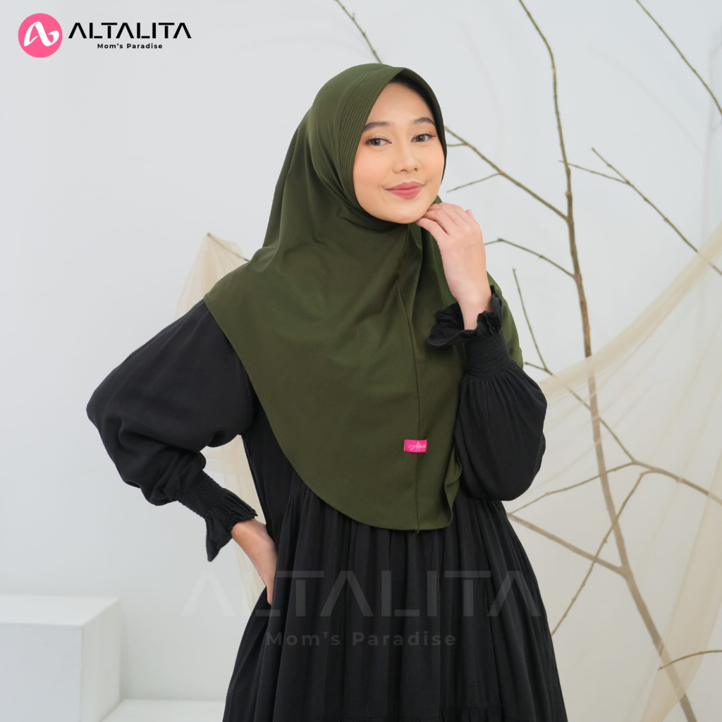 Altalita - Kerudung Instan Qanita Penguin Size L Jilbab Bergo Hamidah Sport Olahraga Volly Futsal Senam Hijab Sekolah Instan Menutup Dada Bahan Jersey Premium pet Tebal Terbaru