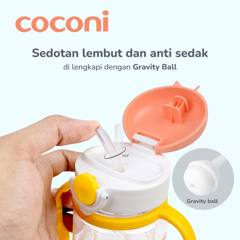 Coconi 2 in 1 Tritan Sippy Cup Strap 350ml / Botol Minum Bayi