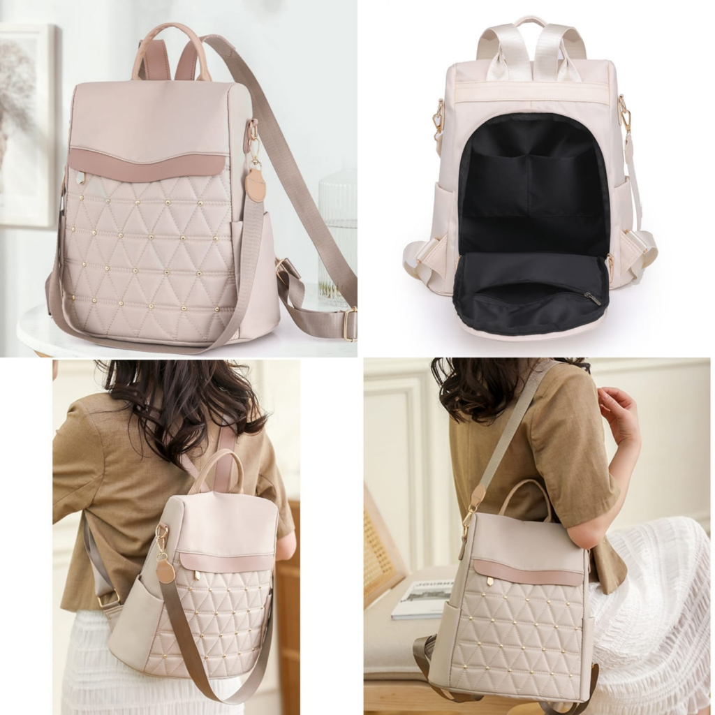 TAS RANSEL WANITA KOREA IMPORT ANTI AIR KREM CARDEA TA820P3 BACKPACK CEWEK GENDONG PUNGGUNG SEKOLAH KULIAH KERJA BRANDED REMAJA KEKINIAN SIMPLE CASUAL MURAH PREMIUM