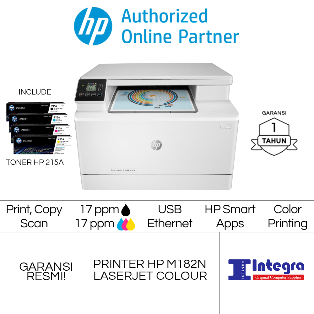 Printer HP Color LaserJet Pro MFP M182n | 182n Print/Scan/Copy/Wireless Toner HP 215A