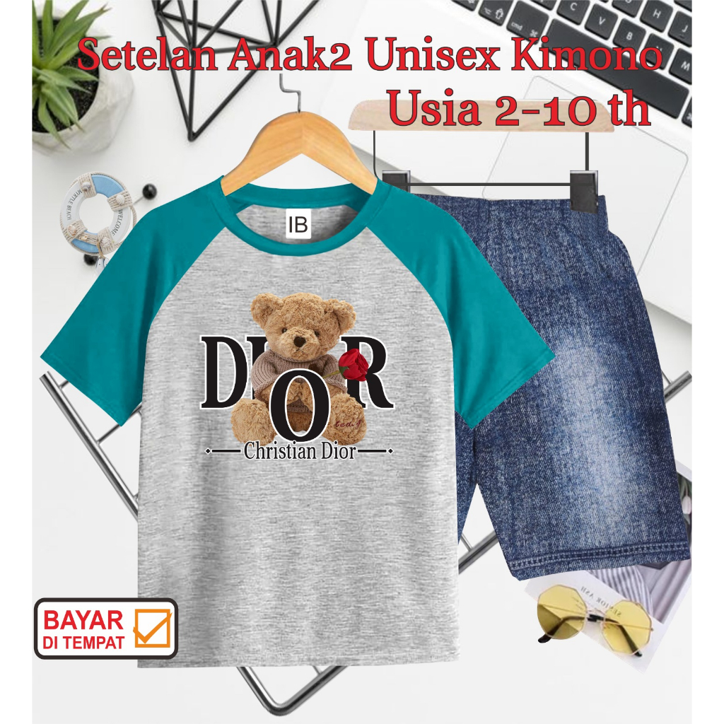 ((IB))SETELAN ANAK2 UNISEX KIMONO SEMI JEANS/BEAR DIGITAL SABLON