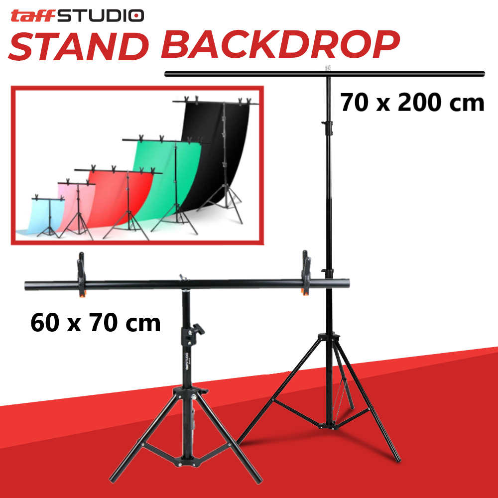 TaffSTUDIO Stand Background Backdrop Photography T-Shape with 2 Clamp Clip - M138 - Black