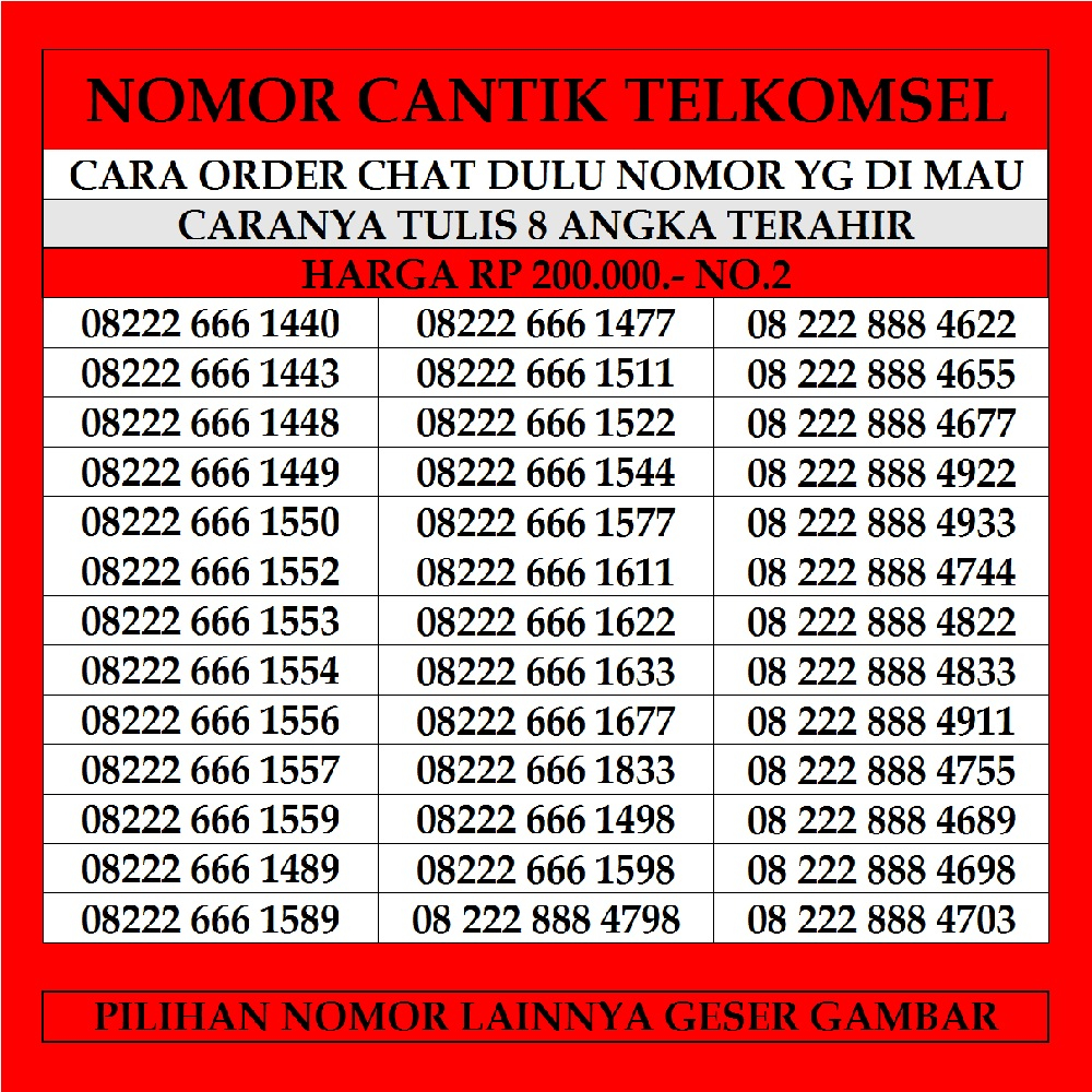 Nomor Cantik Simpati loop Lp Varian Kartu Perdana  Telkomsel