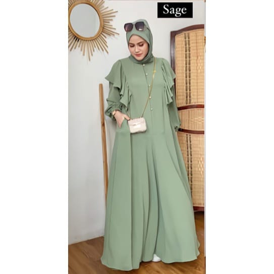 Baju Gamis Dress Wanita Muslim Tanisha Dress Bahan Crinkle Terbaru Dress Kondangan Terbaru / Tanisha