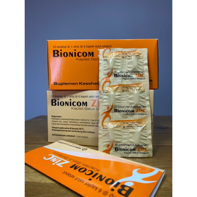 1 Strip 6 Kaplet BIONICOM ZINC Multivitamin Vitamin Murah Original 100%