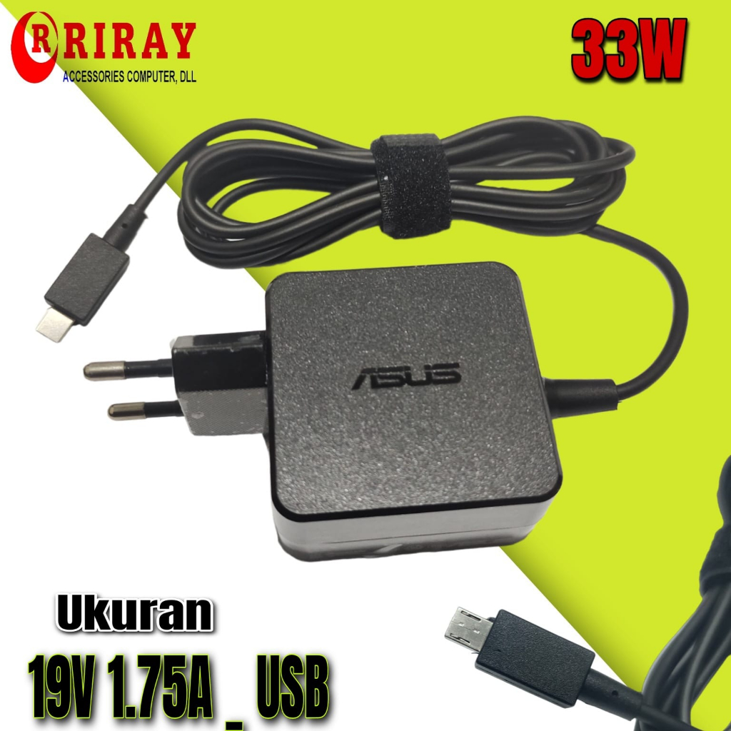 ORIGINAL Adaptor Charger Cas Asus EeeBook E203 E203N E203NA E203 X205 X205TA 1.75A Usb Micro