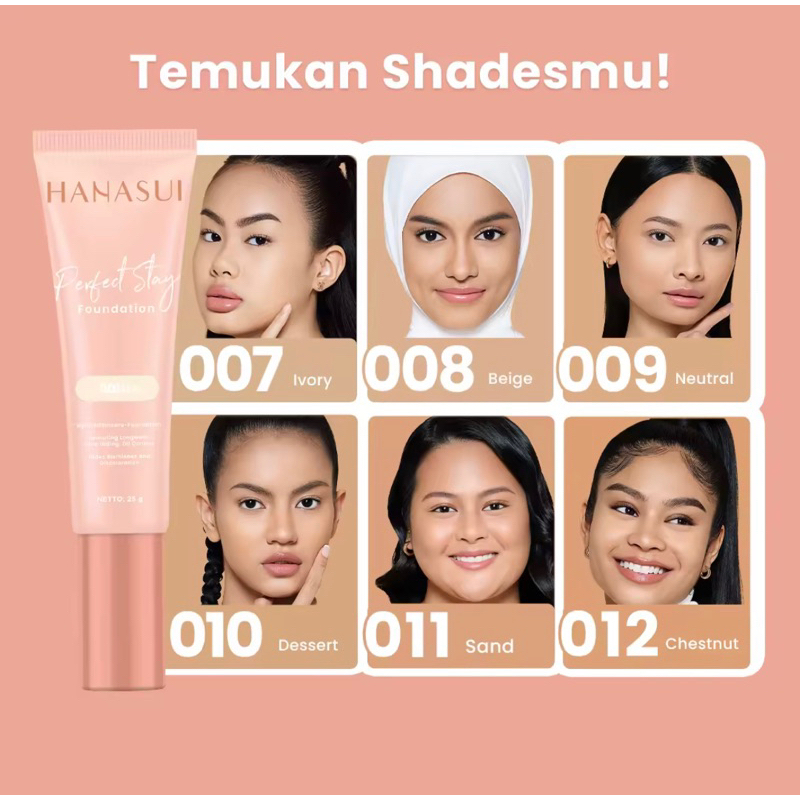 Hanasui Perfect Stay Foundation 25g Original BPOM COD 25gr