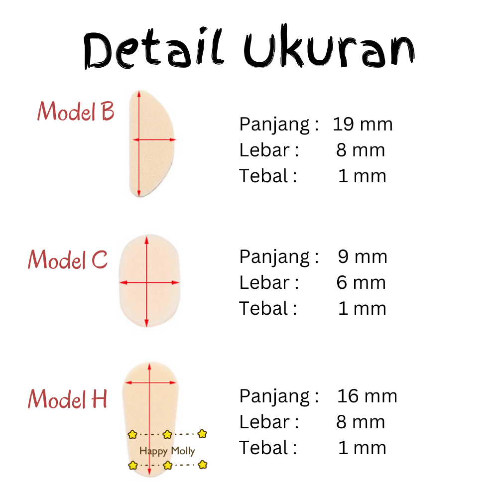 8 Pcs Stiker [ Cream ] Kacamata Penyangga Hidung Pencegah Turun - Non Slip Spons - Nose Pad Model H