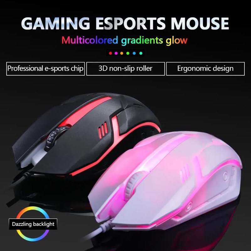 ELITEE MOUSE GAMING WIRED RGB LED PROFESIONAL GLOWING RAINBOW BACKLIGHT MOUSE GAME