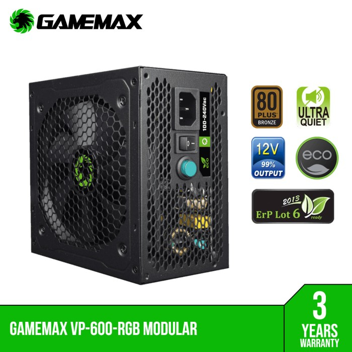 PSU Gamemax VP-600 RGB Modular Performance Gaming 80+ Bronze VP600