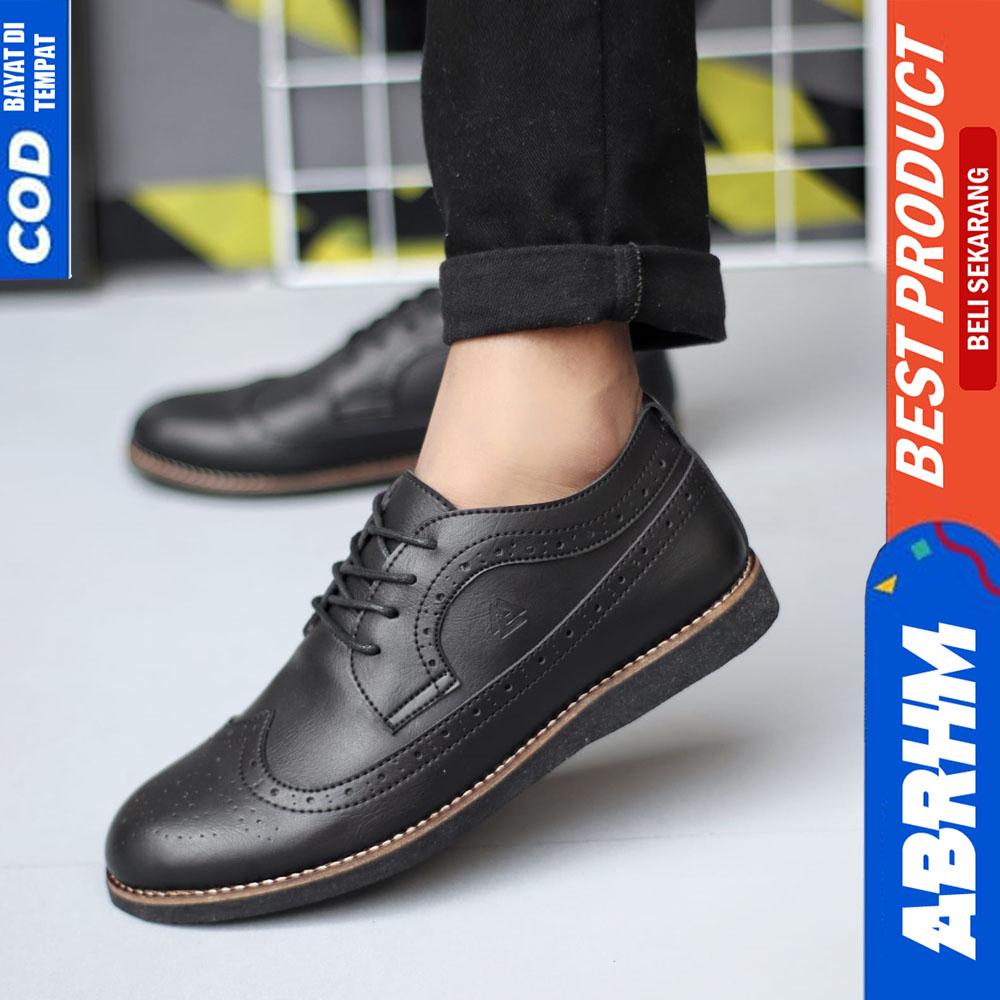 ABRHM Sepatu Oxford Formal Pantofel Kerja Hitam Pria