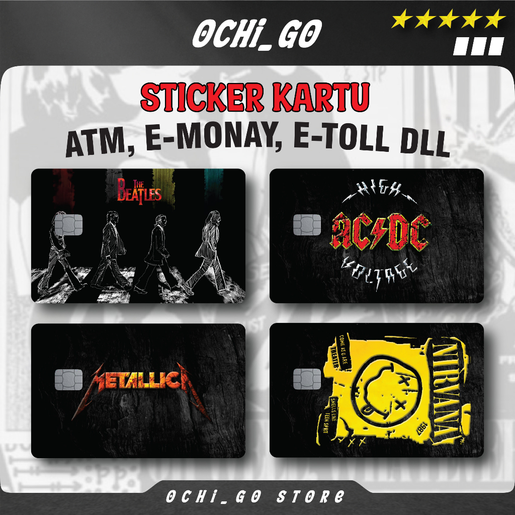 

Stiker Sticker Kartu Atm Garskin Skin Card Atm Band Nirvana | The beatles | ACDC | Metalica Stiker Kartu Atm Bca | Bri | Mandiri | Debit | Credit | E-money | Flazz HOLOGRAM