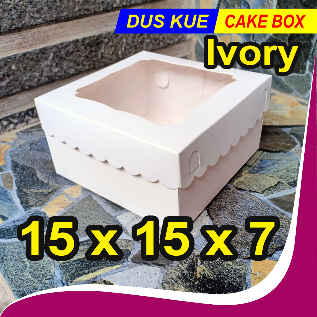 

Dus 15x15x7/ IVORY TUTUP JENDELA / 15x15 / Kotak Roti Kue Brownis / Box Ultah