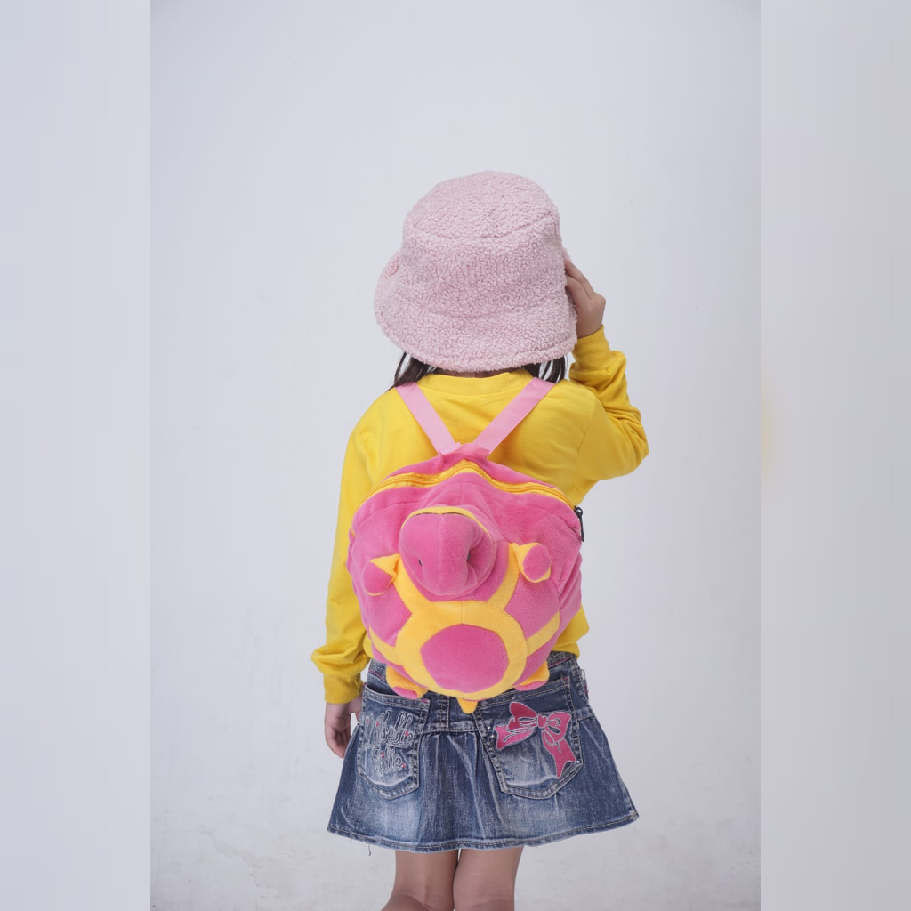 &quot;aurabagss&quot; -  Tas Anak Ransel Anak - Anak Boneka Bulu Motif Kura - Kura Bisa Dipakai Anak Cowok Ataupun Cewek Usia TK / PAUD Baru Keren