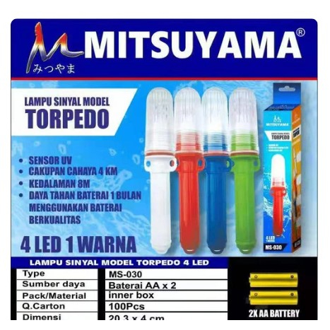 Lampu Sinyal Model Torpedo Nelayan MS-030 4 LED 1 Warna Berkedip Kedip