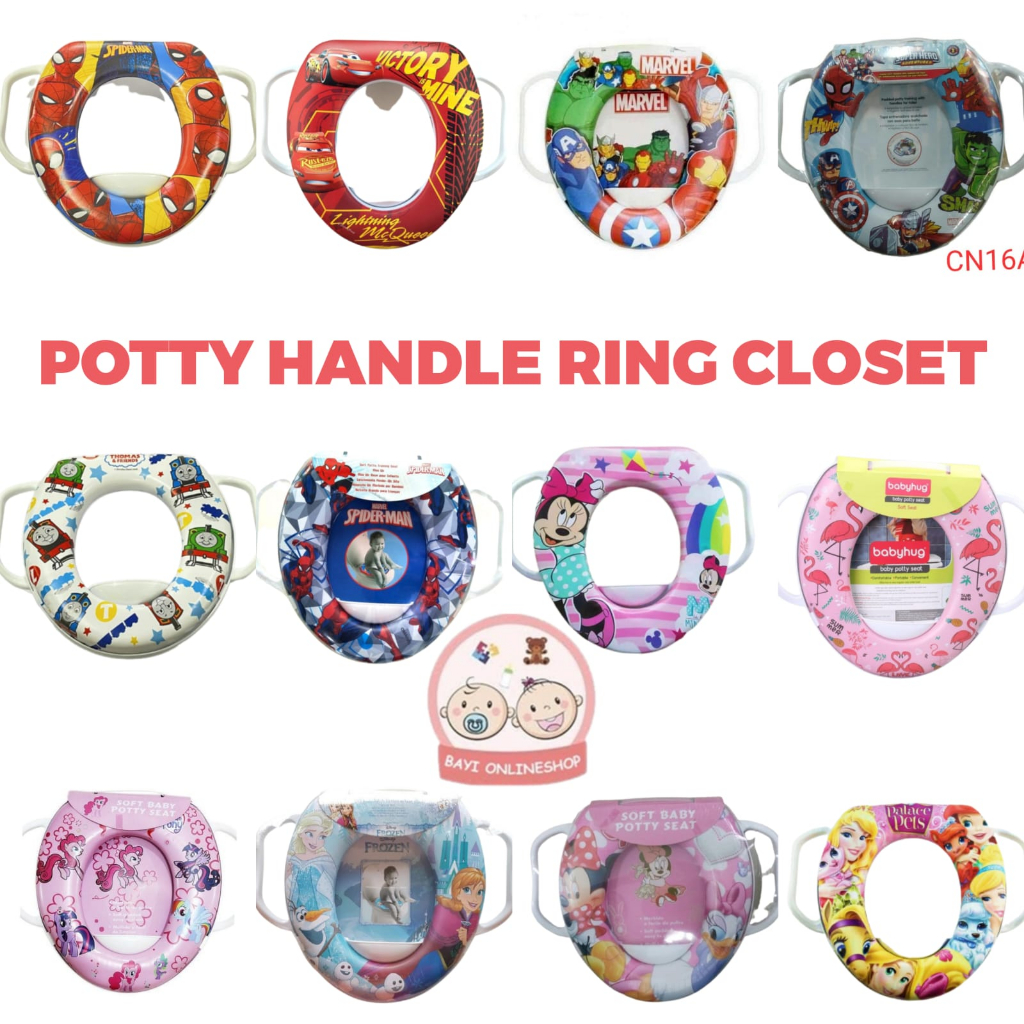 Soft Potty Seat Ring Closet Handle Toilet Training with Handle   Pispot (SEMUA MOTIF READY)