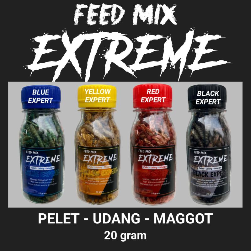 Extreme feedmix 3in1 pelet maggot udang 20gr pakan ikan channa maru yellow sentarum red barito asiat