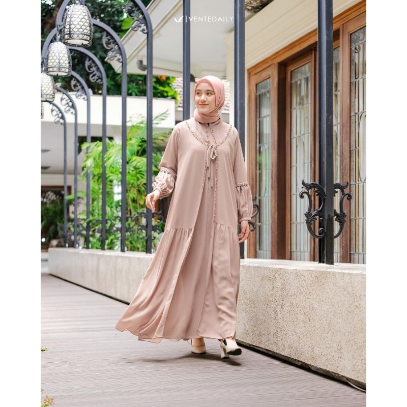 VELIA MAXY APLIKASI MUTIARA DRESS CERUTY BABYDOLL/GAMIS LAYER FULL FURRING BUSUI/GAMIS MUSLIM WANITA DRESS KONDANGAN BAJU PESTA/FAR MOSLEMSTORE