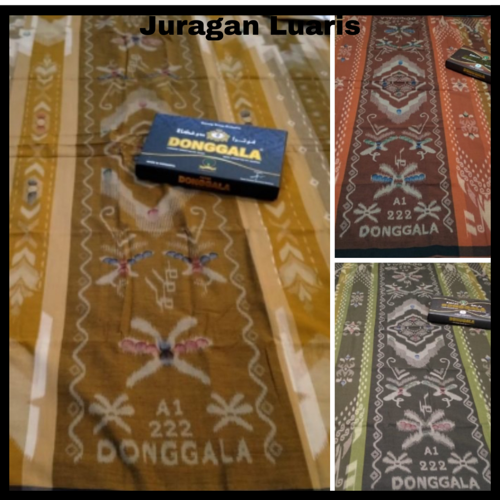 Sarung Tenun Donggala A1 222 Toraja Pria Muslim Hitam Hijau Army Merah Coklat Abu-Abu Orange
