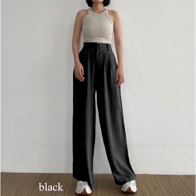 Lexy Cullote Pants Celana Kulot Highwaist Loose Pants Crinkle