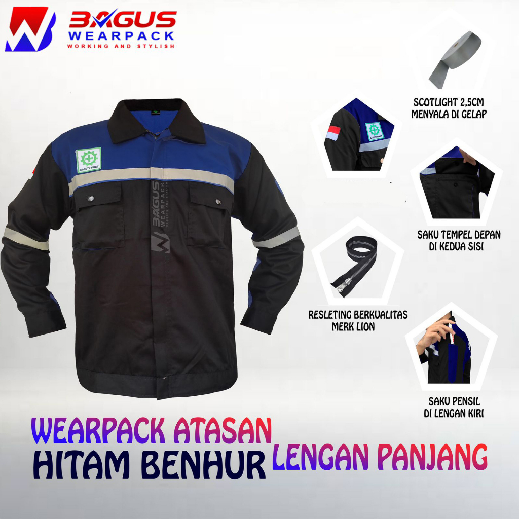 BAJU PROYEK KEREN / BAJU KERJA PRIA PROYEK / BAJU KERJA PIRA LAPANGAN / BAJU WEARPACK LENGAN PANJANG / BAJU WEARPACK / WERFAK PRIA KERJA / BAJU WEARPACK KERJA PROYEK / WEARPACK PROYEK / WEARPACK PRIA KEREN / BAJU PROYEK LENGAN PANJANG / HITAM BENHUR