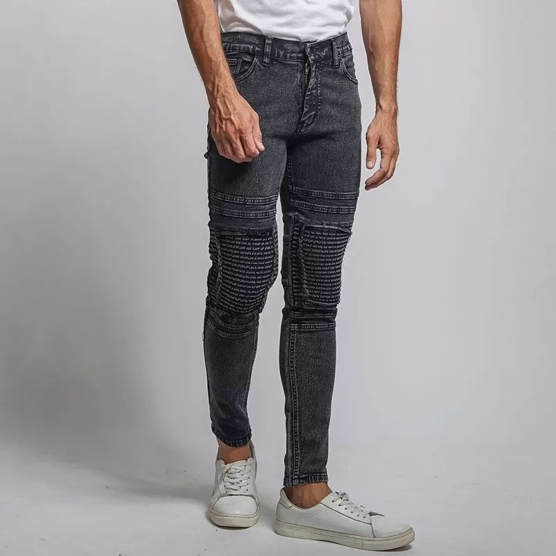 Celana Jeans Sobek Ripped Panjang Pria - Skinny Jeans Bikers Pria Premium