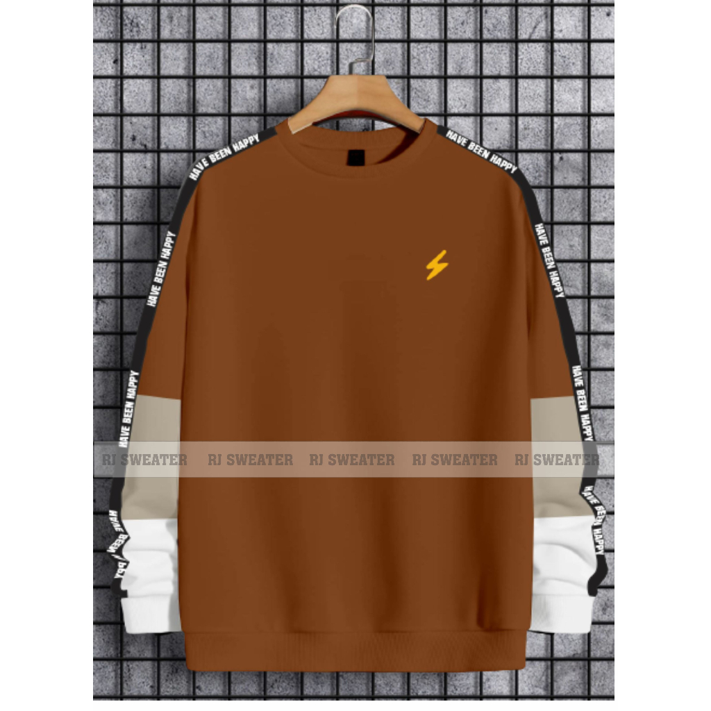 Sweater crewneck pria kekinian kombinasi HAVE BEEN HAPPY terbaru / crewneck pria wanita trend kombinasi kwalitas terbaik