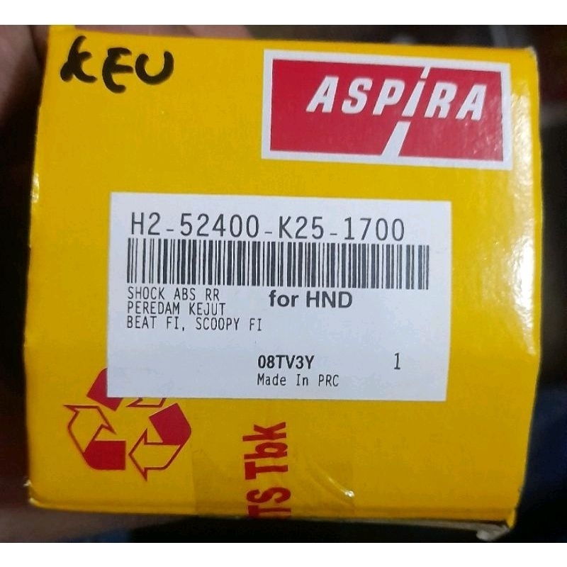 SOK BLK H2-25400-K25-1700. BEAT FI SCOOPY FI 2012-2015 30CM ORI ASTRA ASPIRA SHOCK SHOK BREAKER SOKB