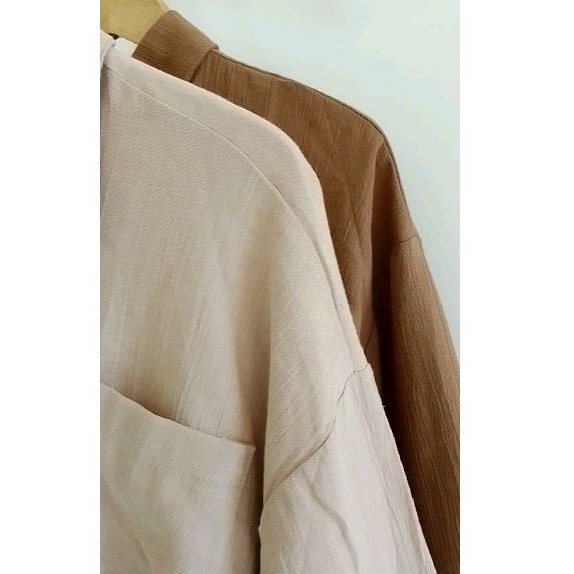 Kemeja Linen Crop Top Premium