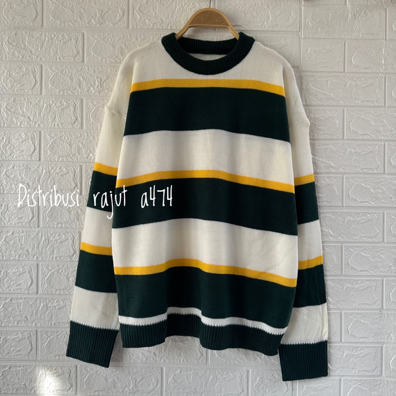 MILEA SWEATER RAJUT KOREA OVERSIZE MOTIF STRIPPE BLASTER