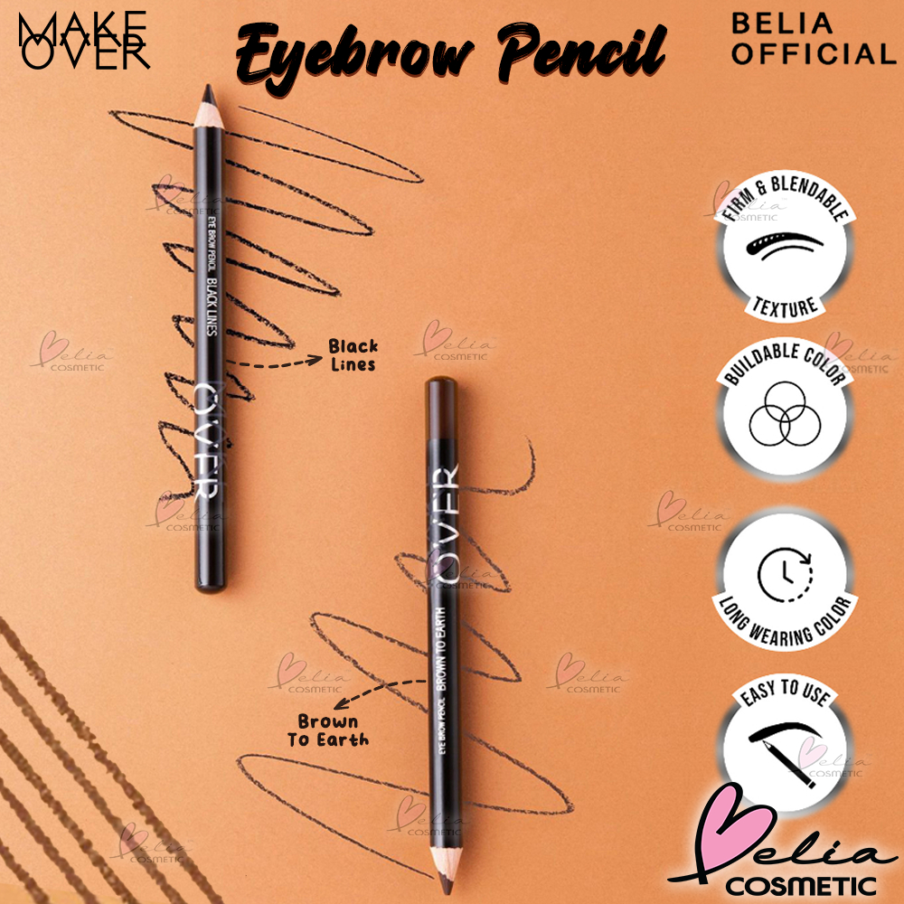 ❤ BELIA ❤ MAKE OVER Eyebrow Pencil 1,14 g - Eye Brow Pencil | Pensil Alis | Eyebrow Pen | Hitam | Cokelat | Brown | Black