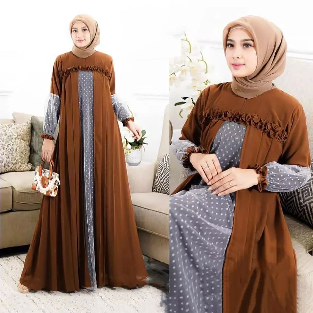 GAMIS WANITA GISELLA DRESS AF BAHAN SHAKILA CERUTY BABYDOL TILE MUSTARD 100 - 120 CM GAMIS WANITA TERBARU 2023 KEKINIAN / DRESS WANITA MUSLIM MODERN / MAXY DRESS WANITA JUMBO