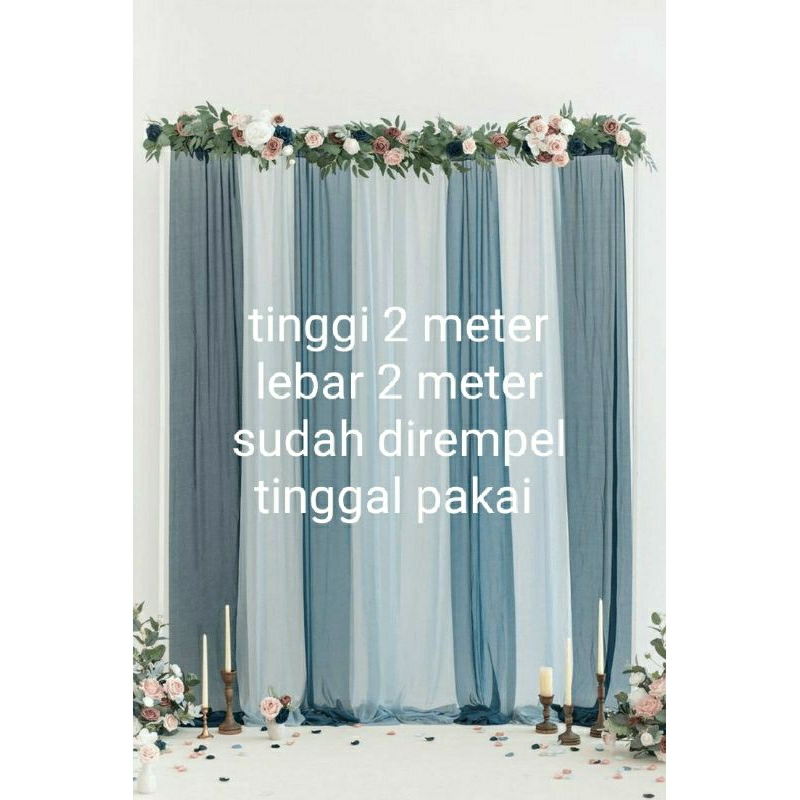 Backdrop kombinasi tinggi 2 meter lebar 2 meter dirempel  dan polos / tinggal pakai / bahan kain fil