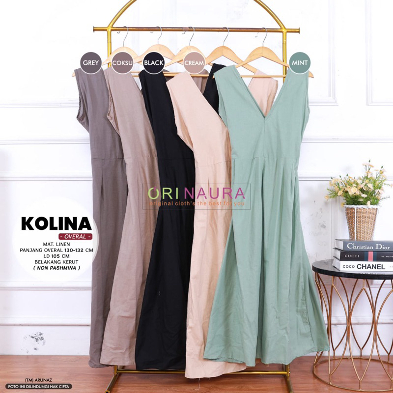 kolina overal gamis belakang kerut original orinaura