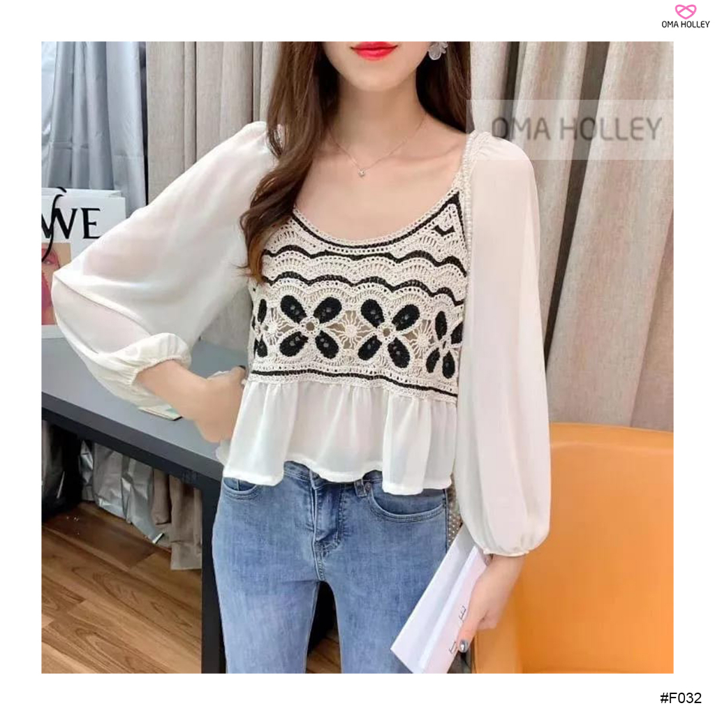 (COD) OH Fashion Korean Blouse Rajut Import Lengan Panjang Harga Spesial 🟠