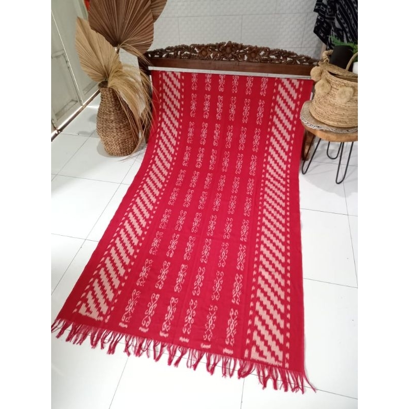 KAIN TENUN ETNIK NUSANTARA, KAIN TENUN BLANKET TRADISIONAL TROSO JEPARA WARNA INGSANG MERAH,KAIN BAT