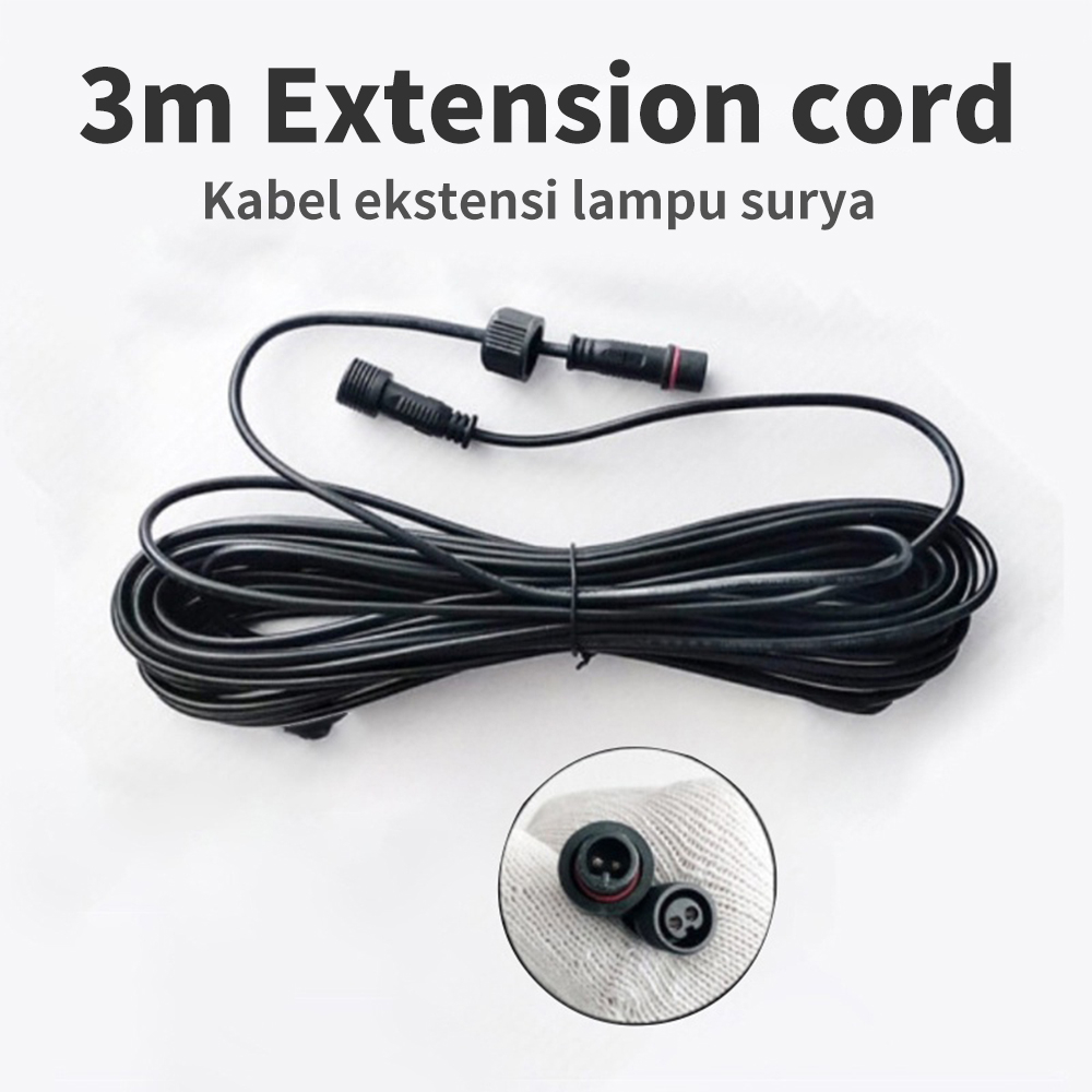 3m Extension cord Kabelekstensilampu surya Khusus untuk lampu tenaga surya