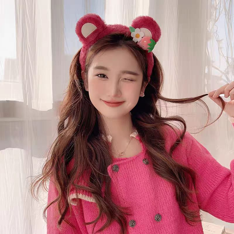 (Hello Girl)B57  Bando Karakter telinga Bear Bulu imut Lucu Gaya Korea